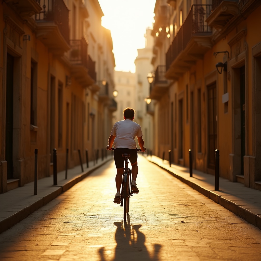 Ciclista nelle strade di Bari