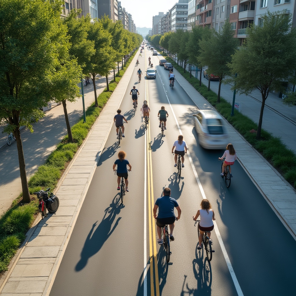 Ciclismo urbano in una città italiana